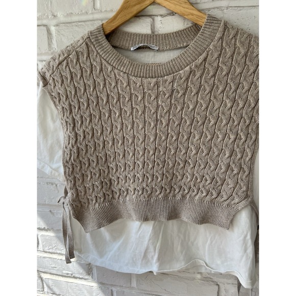 ZARA‎ Layered Docking Cable Braid Size Large Beige white 3-0815S - Picture 6 of 9